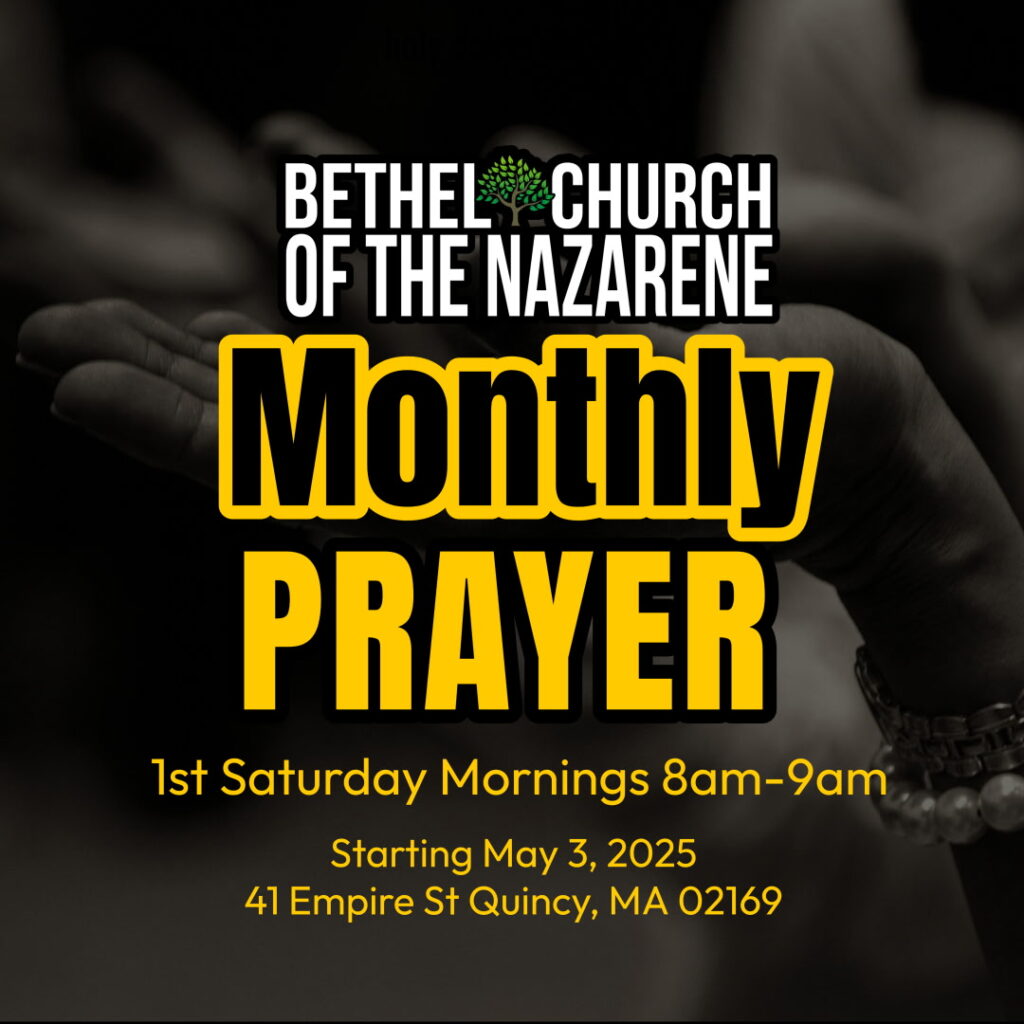 Logo for Monthly Prayer Time. 1st Saturday of each month, 8am-9am.