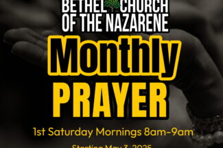 Logo for Monthly Prayer Time. 1st Saturday of each month, 8am-9am.