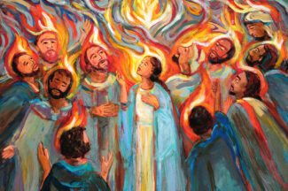 People receiving the Holy Spirit at Pentecost