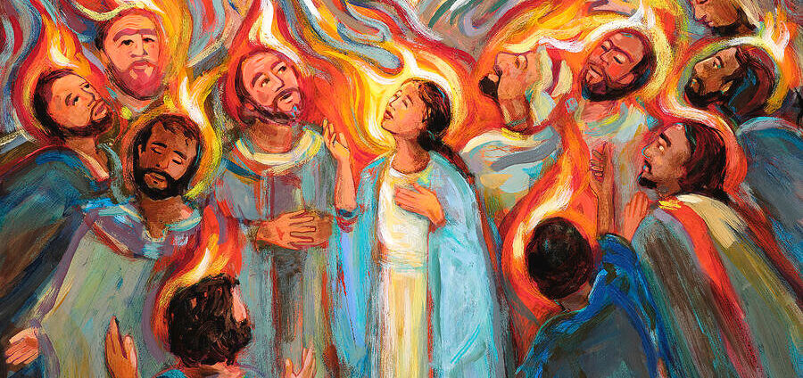 People receiving the Holy Spirit at Pentecost