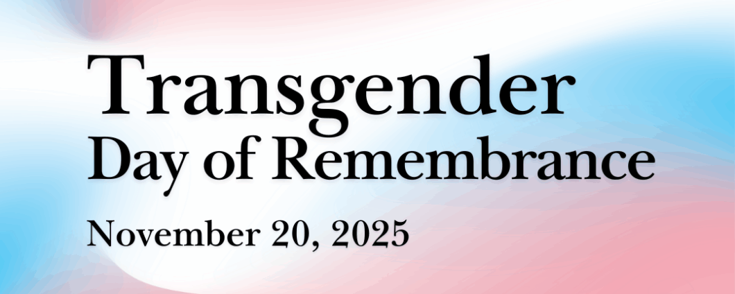 Transgender Day of Remembrance, November 20, 2025. Abstract image of the trans flag colors (blue, pink, and white) softly mixing together